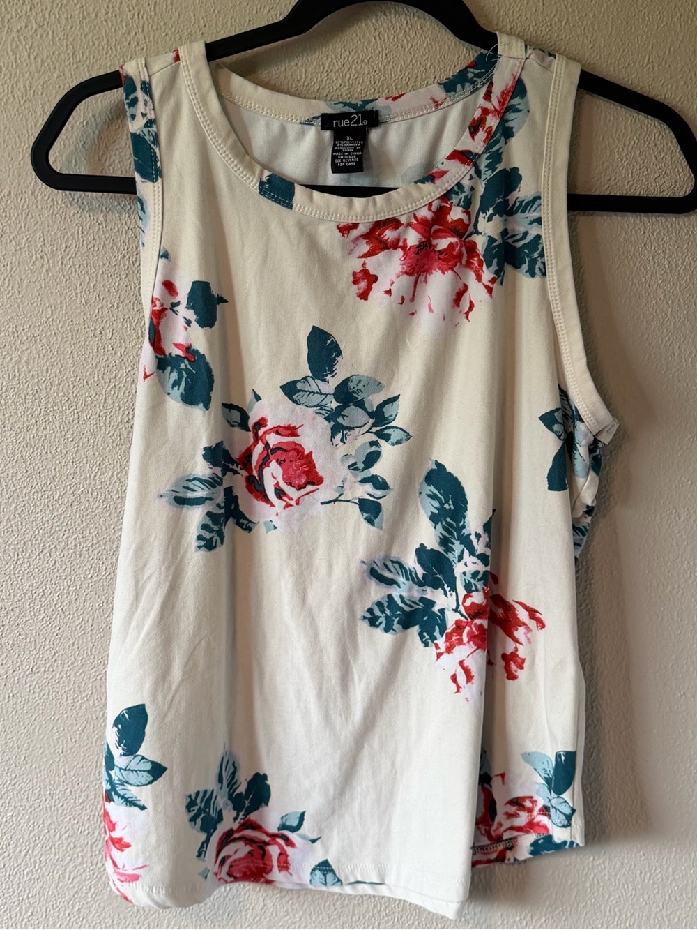 Rue 21 White Floral Sleeveless Tank Top Women’s XL